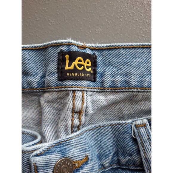 Vintage Lee Regular Fit Straight Leg Jeans Mens 42X28 Blue Light Wash Denim - Picture 3 of 8